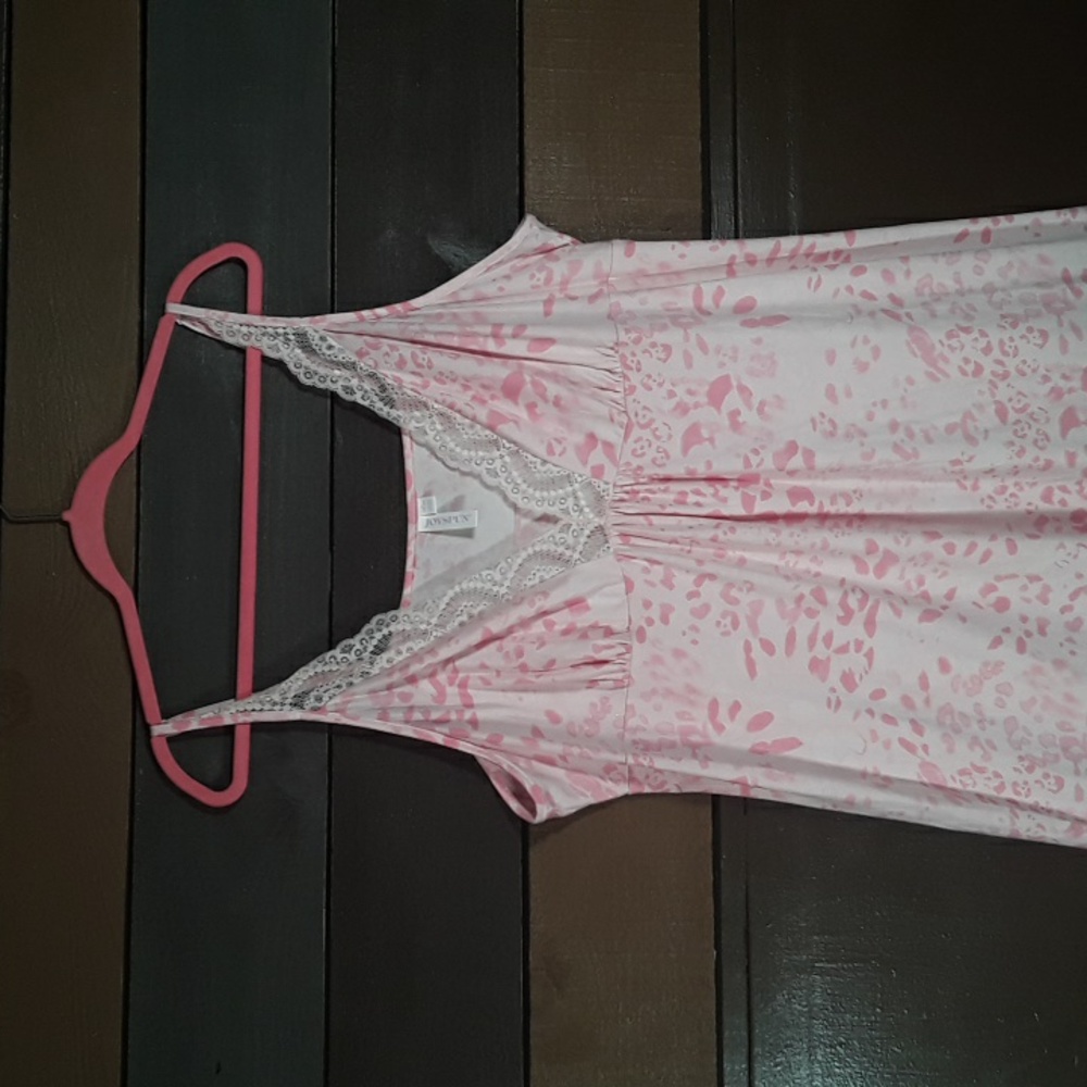 Joyspun 3X Adorable Adj Straps Nightgown Pink Cheetah Print - Picture 2 of 15